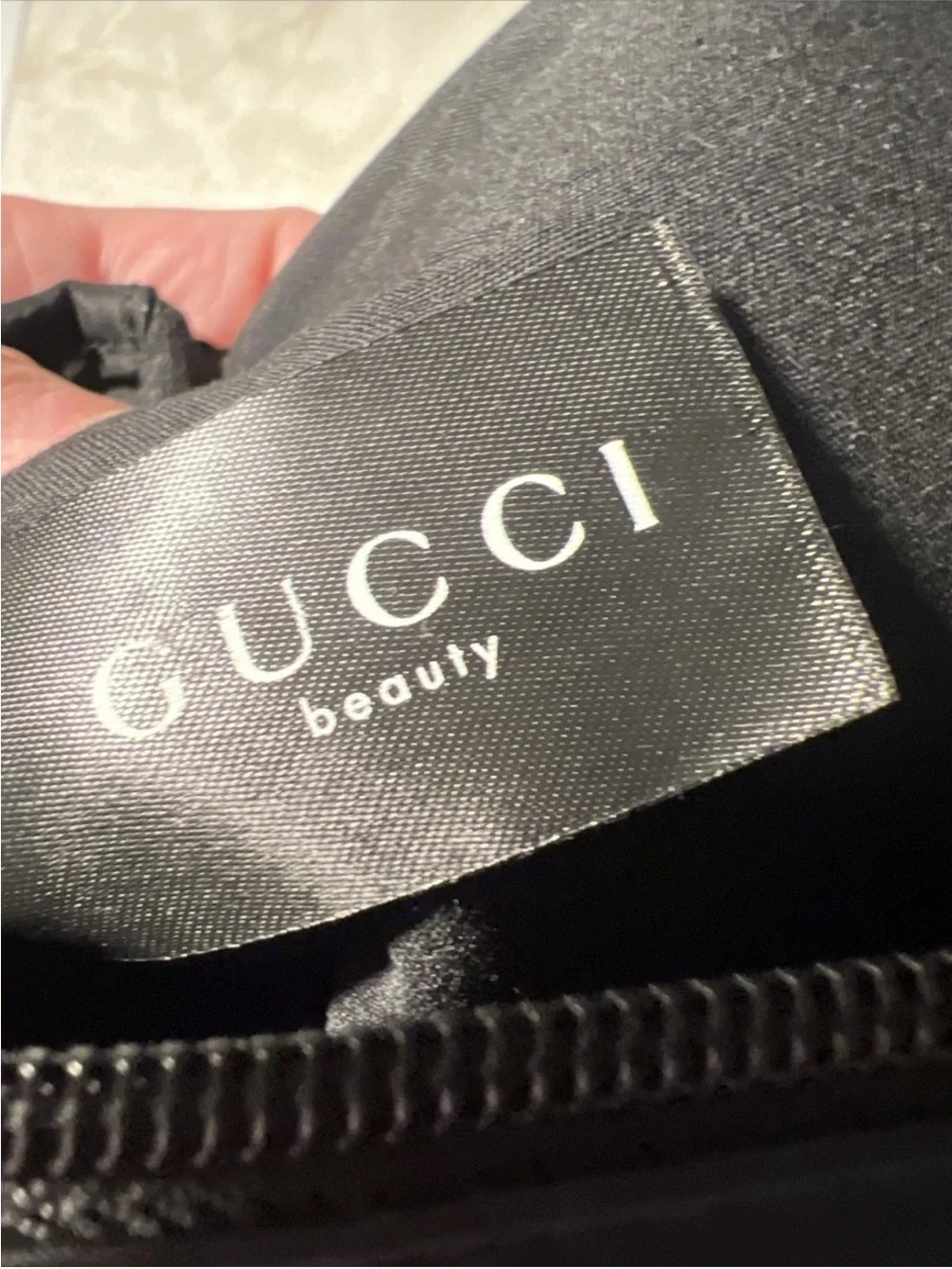 Gucci Black Beauty Toiletry Pouch with Logo 9”x4”x5”